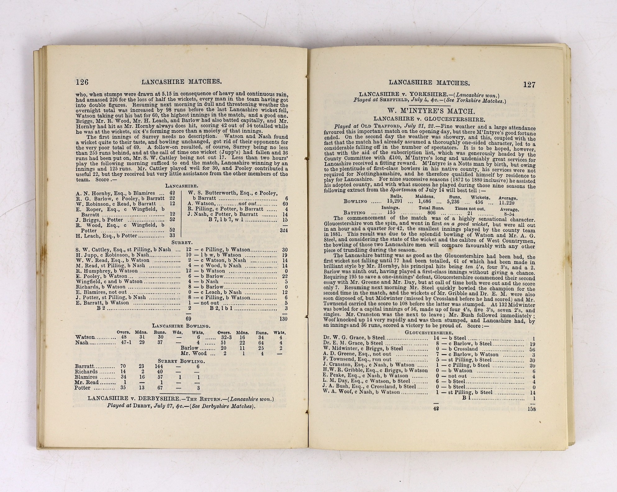 Wisden, John - Cricketers’ Almanack for 1882, 19th edition, original paper wrappers, minor loss to spine head and foot, slight spotting to endpapers.